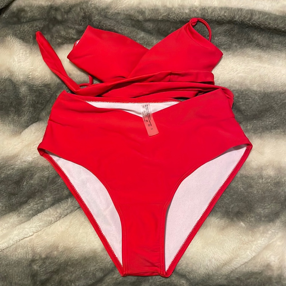 Shein High Waisted Bikini Set - Red